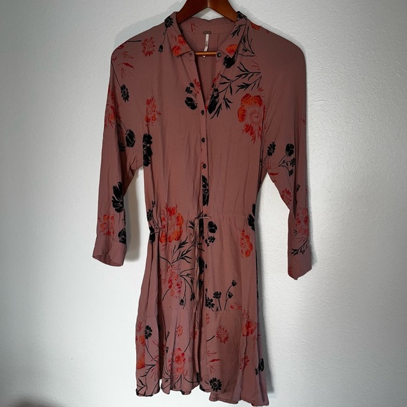 FREE PEOPLE | LENA | FLORAL | BUTTON DOWN | DRESS | SZ XS - Picture 5 of 9